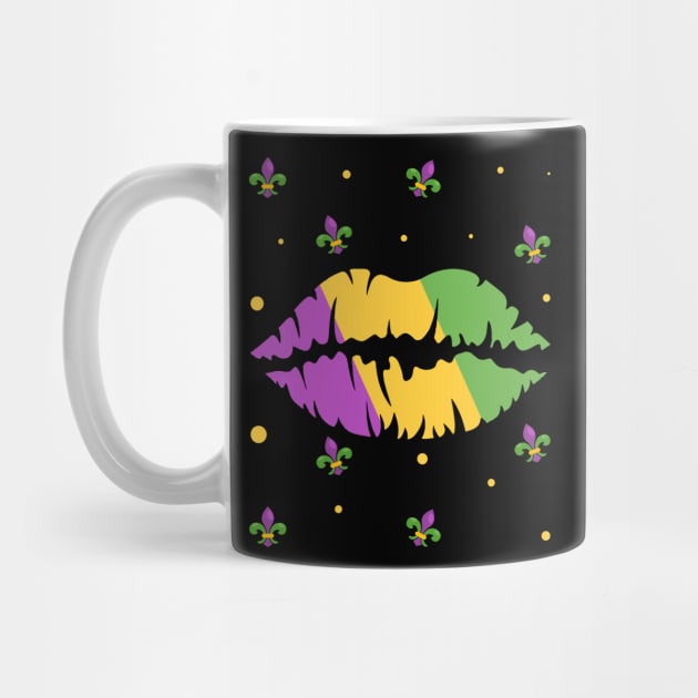 Mardi Gras Lips - Funny New Orleans Mardi Gras Fleur-De-Lis by Pizzan